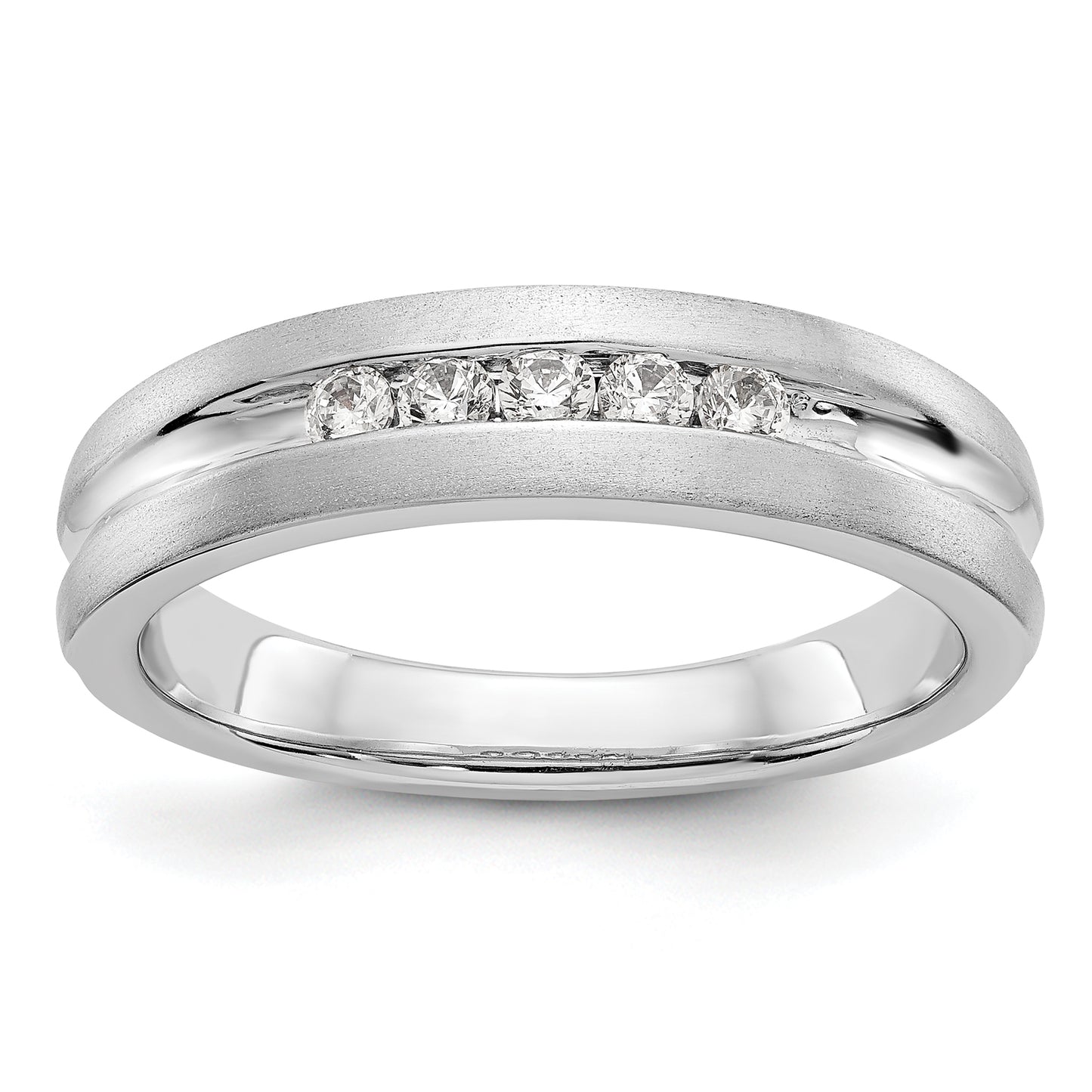 0.25ct. CZ Solid Real 14K White Gold Men's Wedding Band Ring