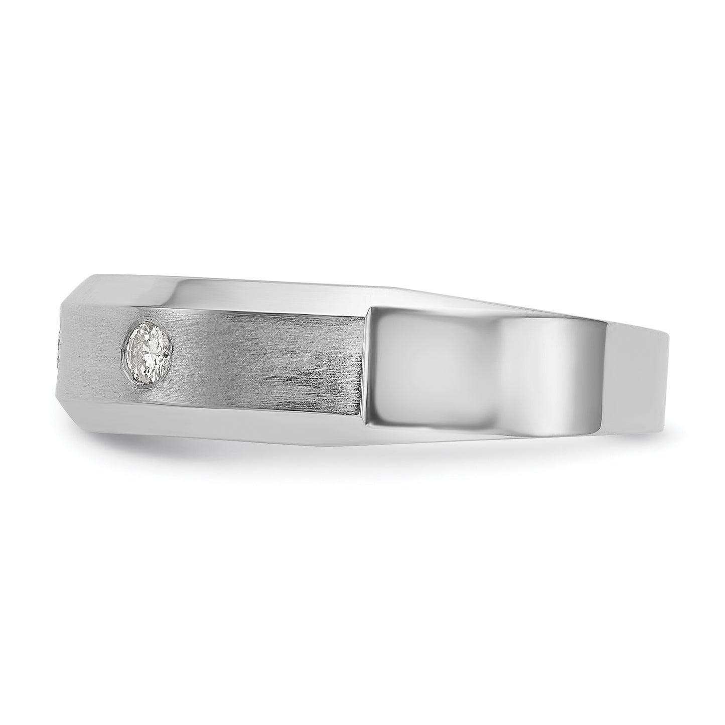 0.15ct. CZ Solid Real 14K White Gold Men's Wedding Band Ring