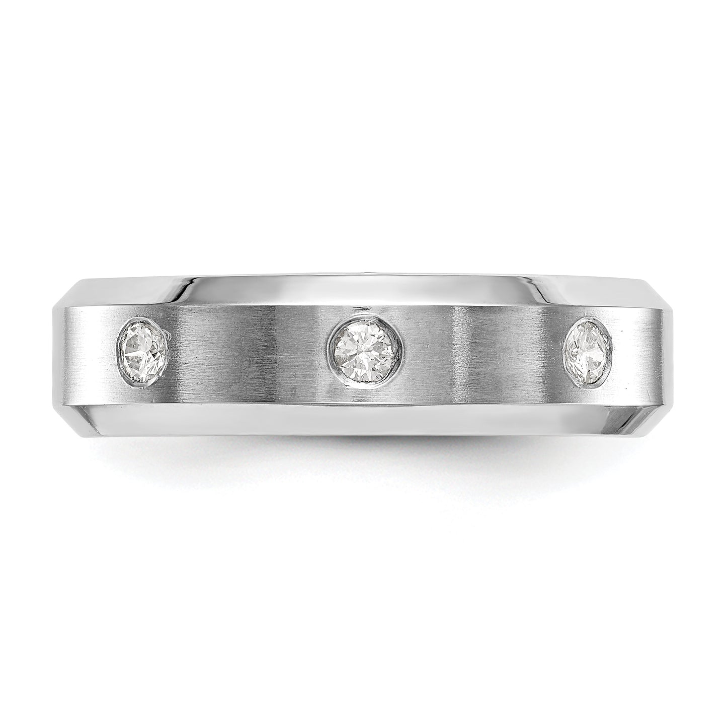 0.15ct. CZ Solid Real 14K White Gold Men's Wedding Band Ring