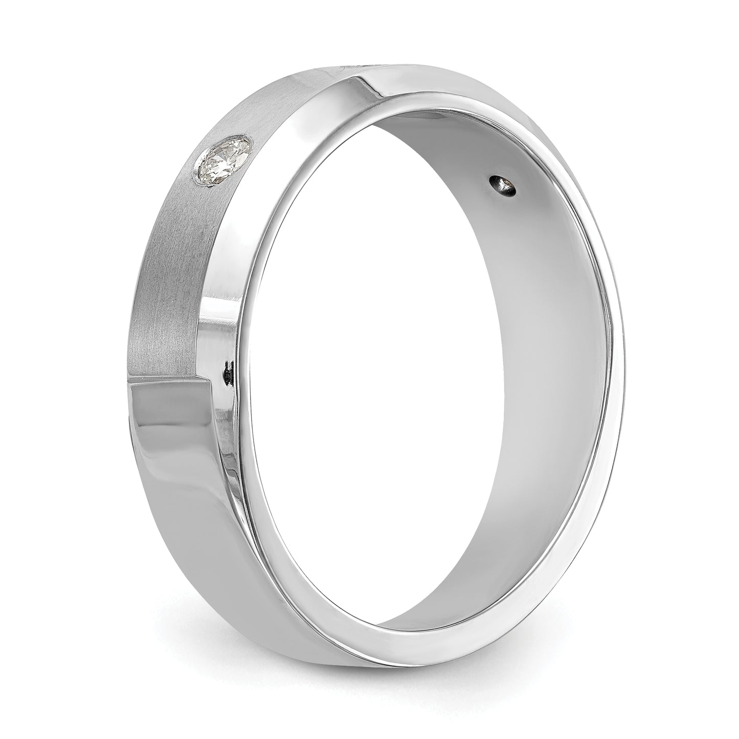 0.15ct. CZ Solid Real 14K White Gold Men's Wedding Band Ring