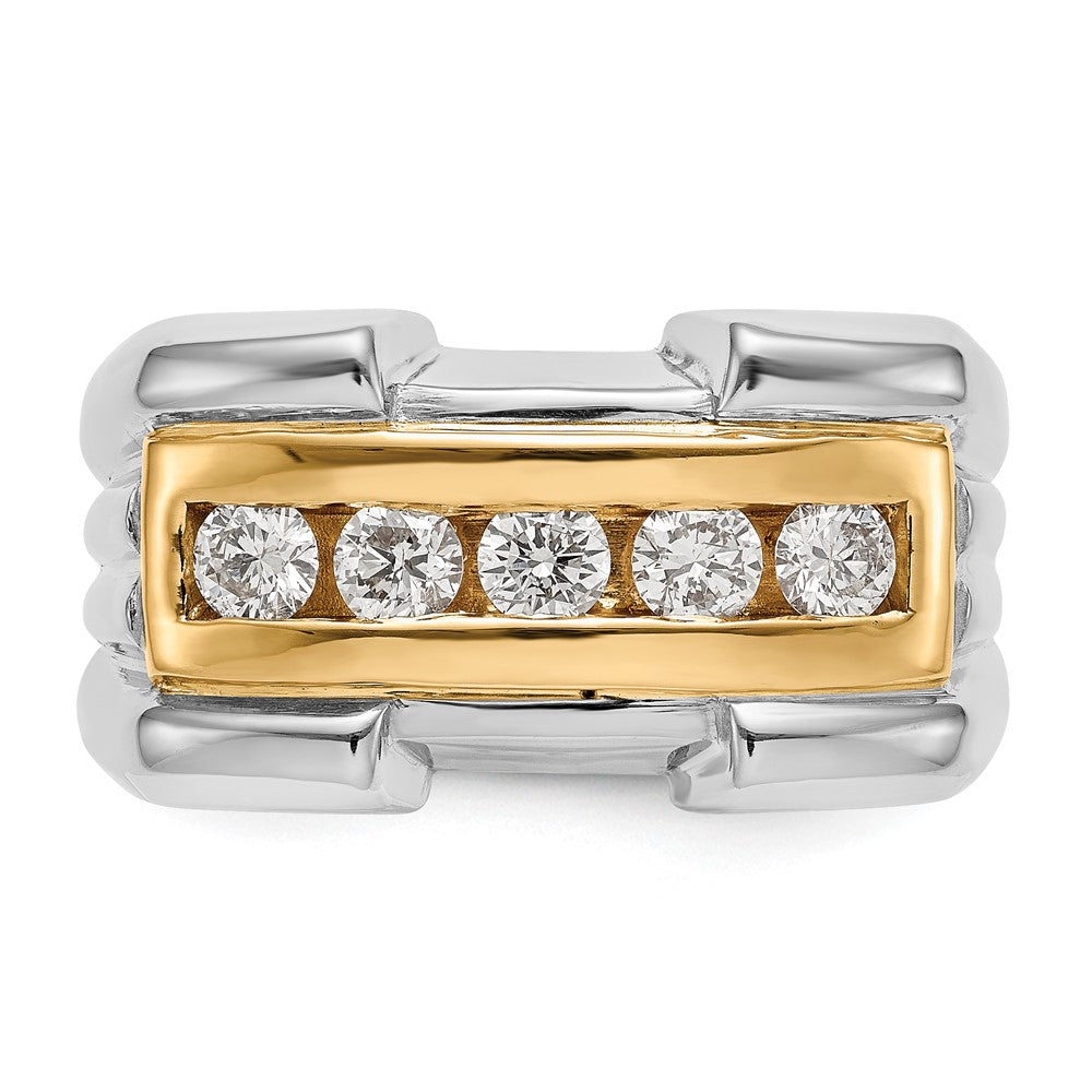 14k Two-Tone Gold Real Diamond Men's Band