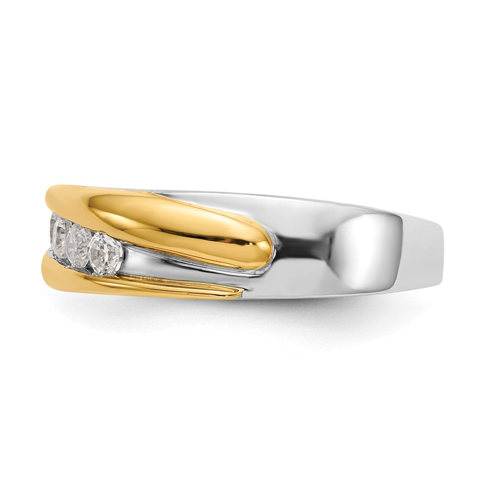 0.40ct. CZ Solid Real 14k Two-tone Men's Wedding Band Ring