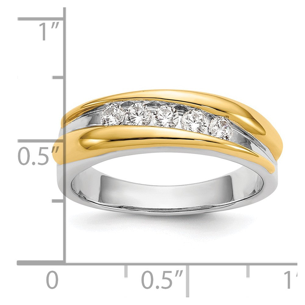 0.40ct. CZ Solid Real 14k Two-tone Men's Wedding Band Ring