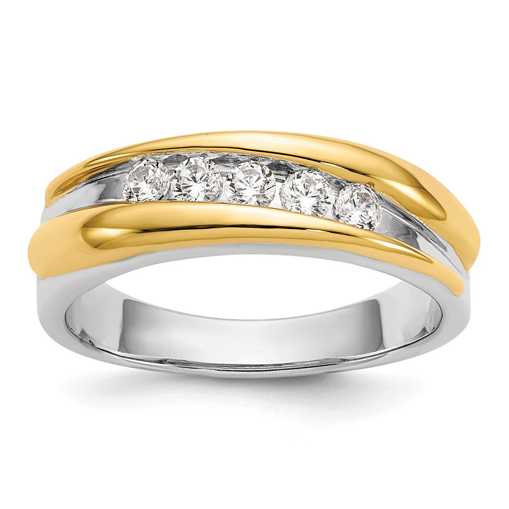 14k Two-Tone Gold Real Diamond Men's Band