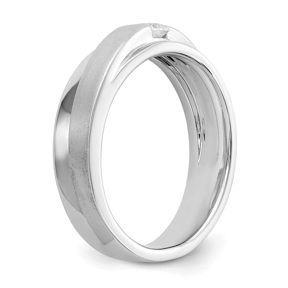 0.21ct. CZ Solid Real 14K White Gold Men's Wedding Band Ring