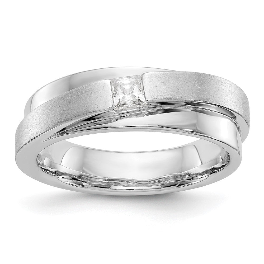 0.21ct. CZ Solid Real 14K White Gold Men's Wedding Band Ring