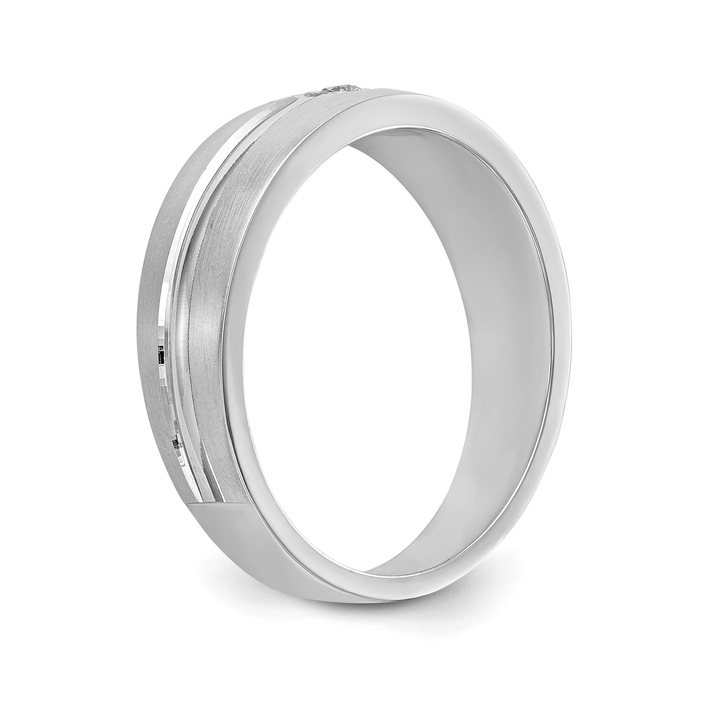 0.07ct. CZ Solid Real 14K White Gold Men's Wedding Band Ring