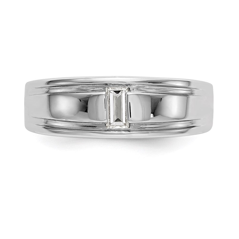 0.20ct. CZ Solid Real 14K White Gold Men's Wedding Band Ring