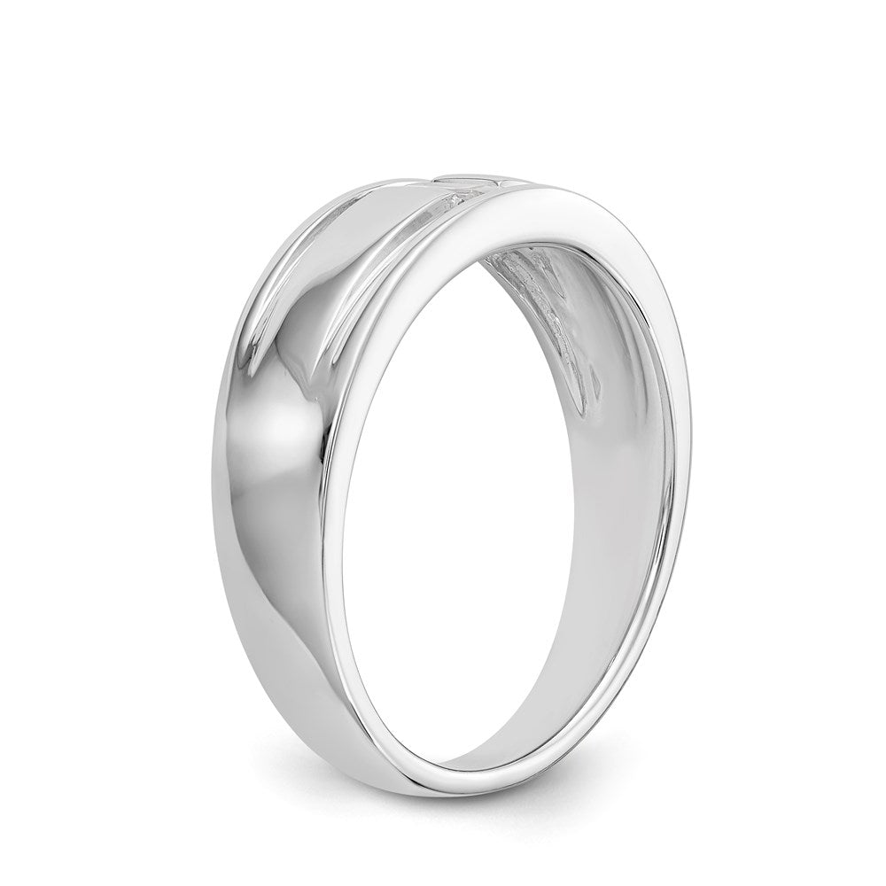 0.20ct. CZ Solid Real 14K White Gold Men's Wedding Band Ring