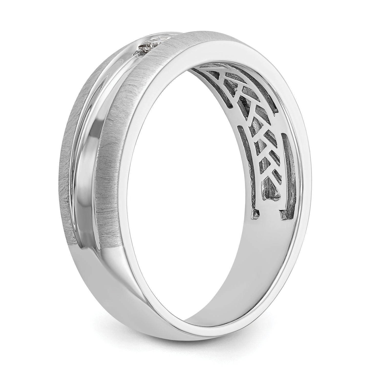 0.33ct. CZ Solid Real 14K White Gold Men's Wedding Band Ring