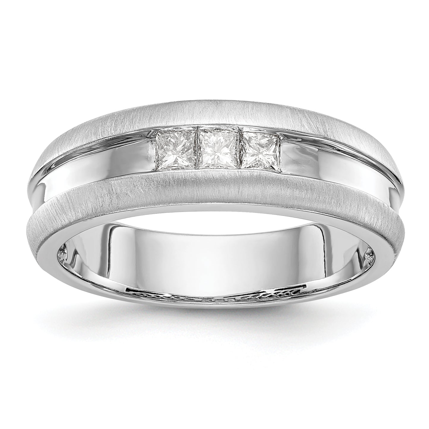 0.33ct. CZ Solid Real 14K White Gold Men's Wedding Band Ring