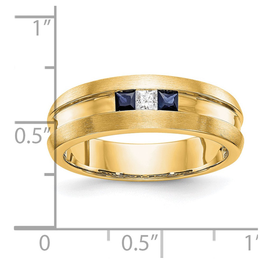 14k Yellow Gold Real Diamond w/Sapphire Men's Band