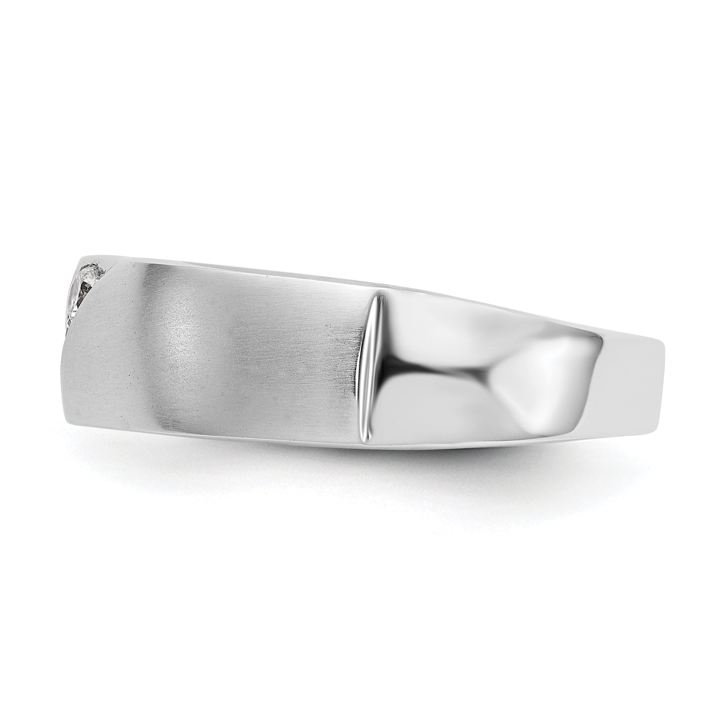 0.21ct. CZ Solid Real 14K White Gold Men's Wedding Band Ring