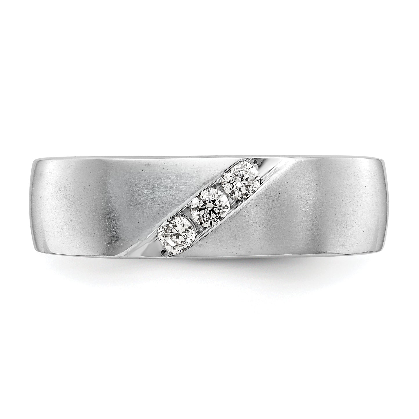 0.21ct. CZ Solid Real 14K White Gold Men's Wedding Band Ring