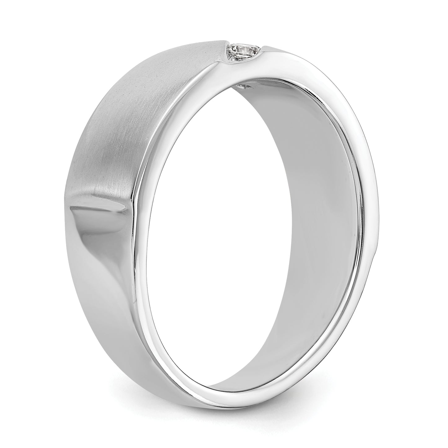 0.21ct. CZ Solid Real 14K White Gold Men's Wedding Band Ring