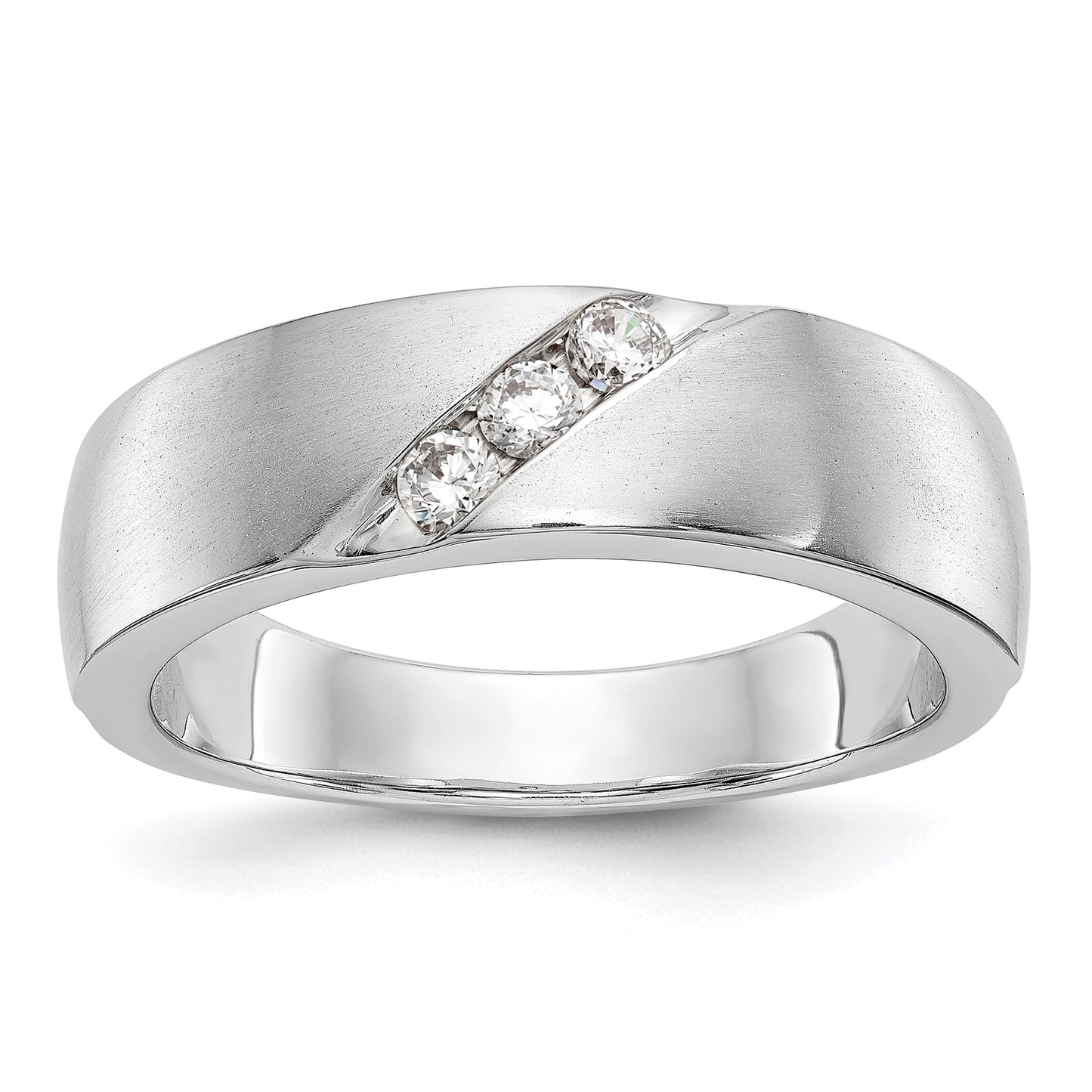 0.21ct. CZ Solid Real 14K White Gold Men's Wedding Band Ring