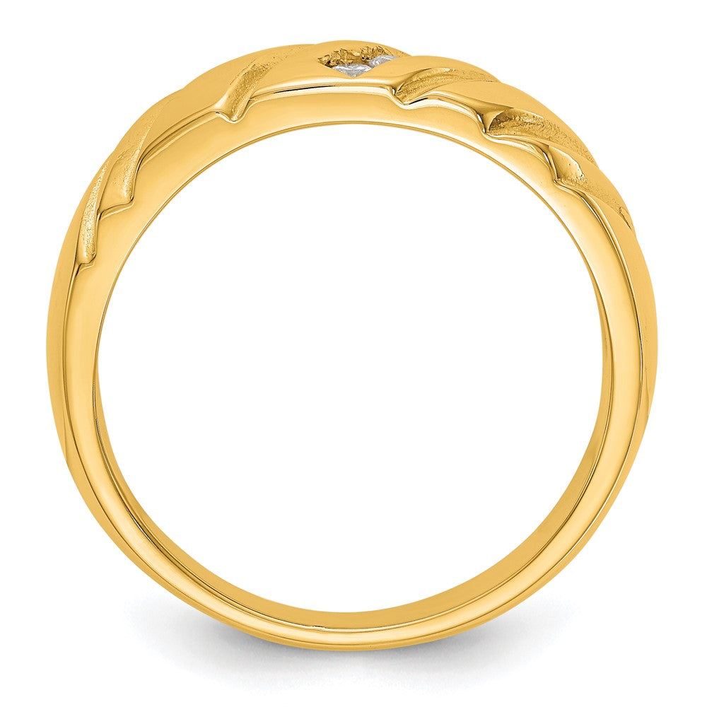 14K Yellow Gold Real Diamond Men's Band