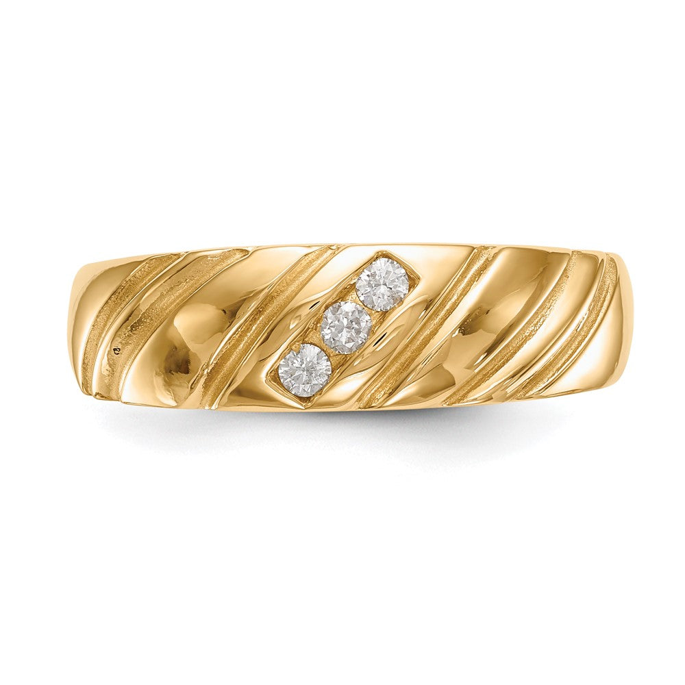 14K Yellow Gold Real Diamond Men's Band