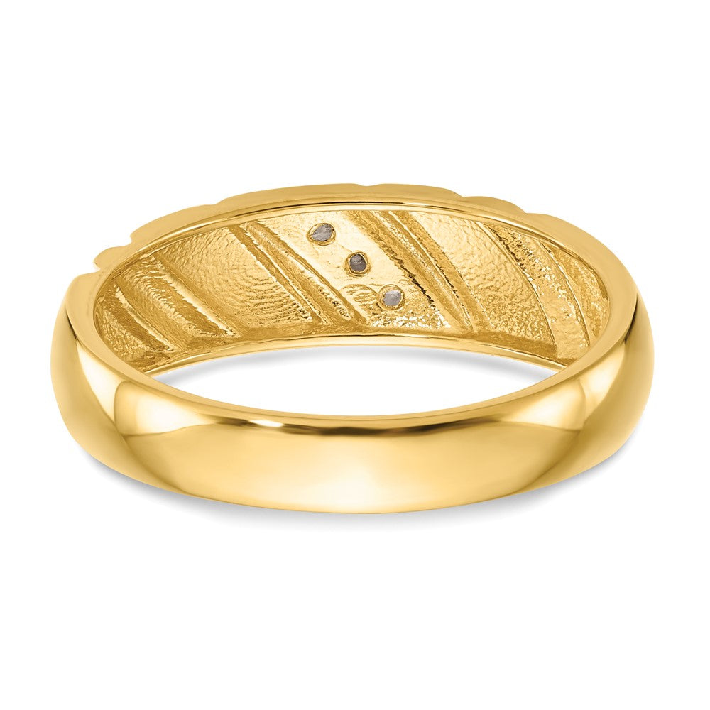 14K Yellow Gold Real Diamond Men's Band