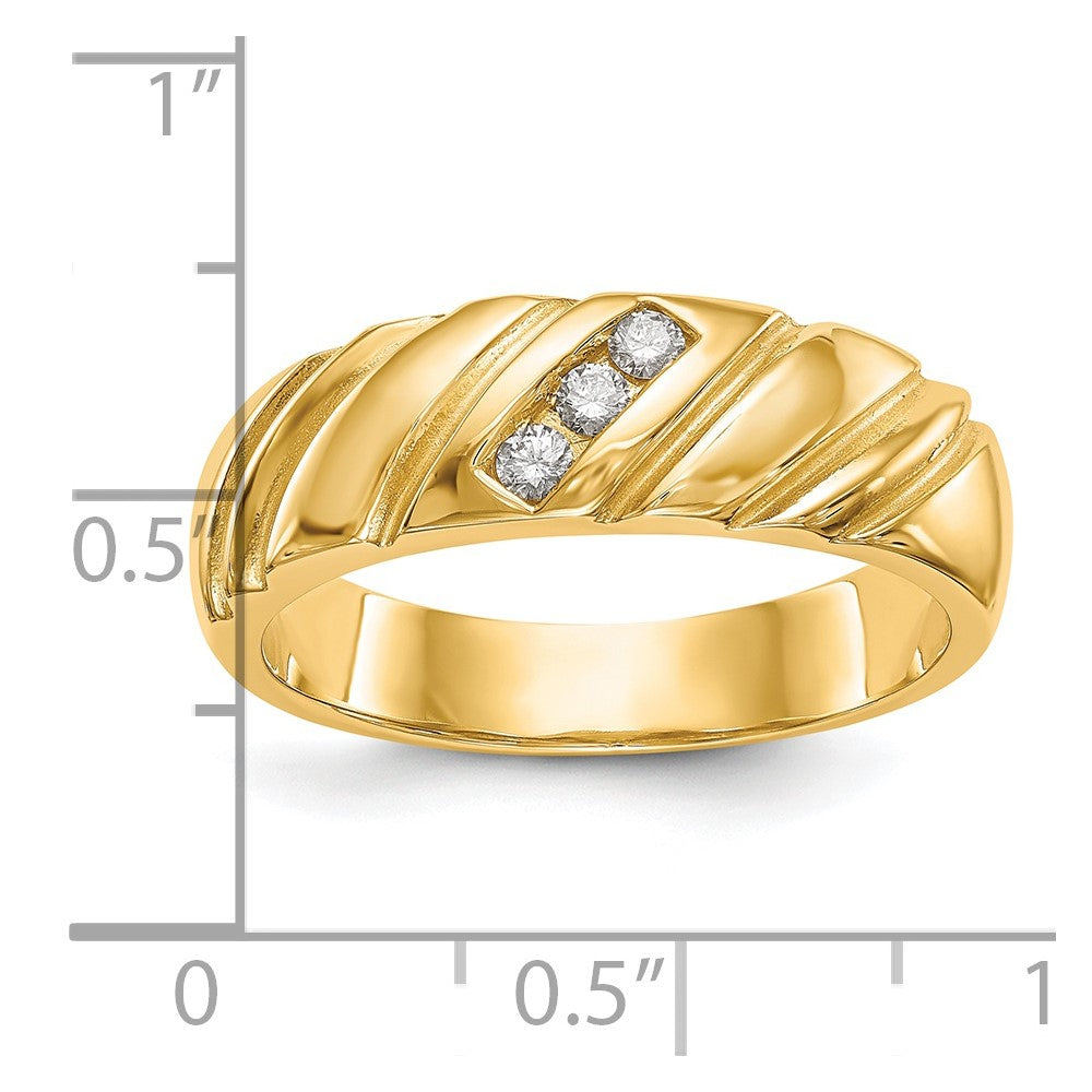 14K Yellow Gold Real Diamond Men's Band