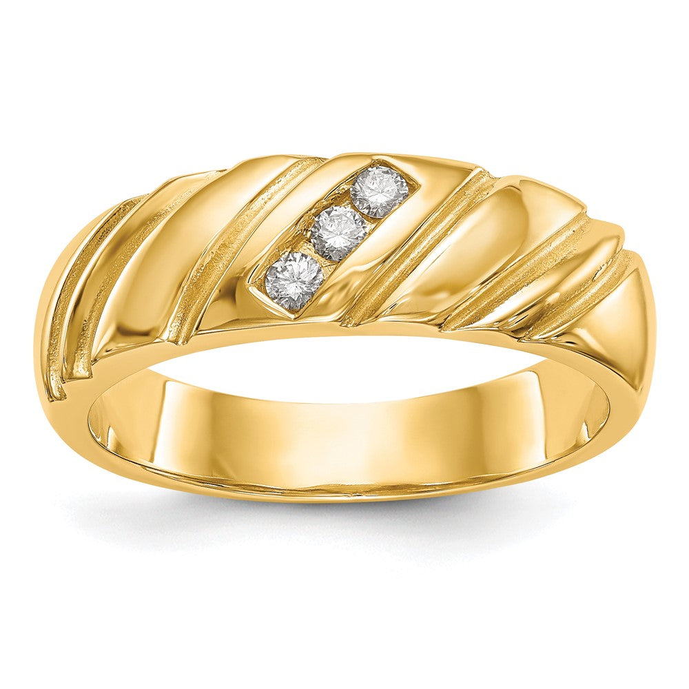 14K Yellow Gold Real Diamond Men's Band