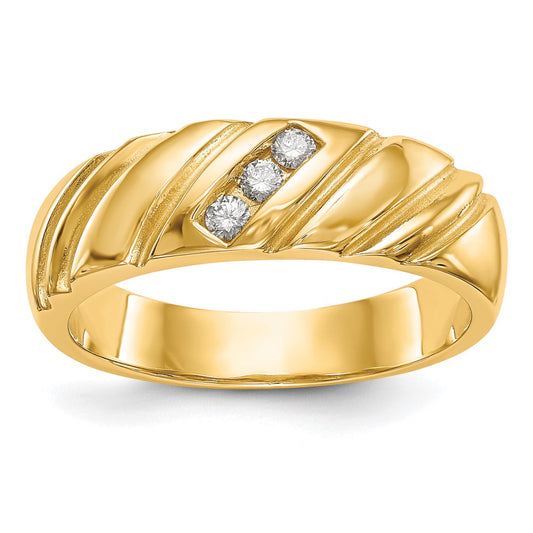 14K Yellow Gold Real Diamond Men's Band