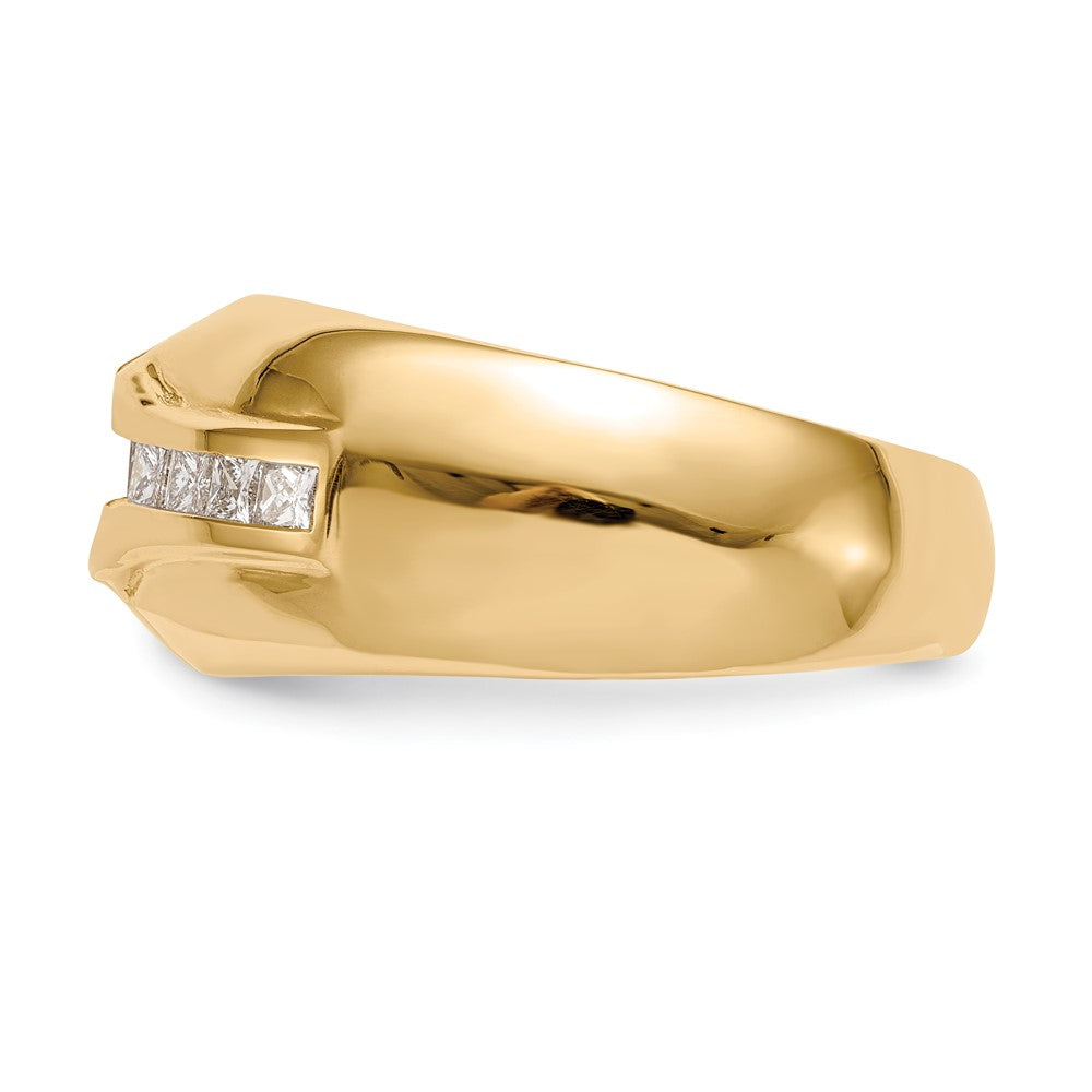 14K Yellow Gold AAA Real Diamond Men's Band