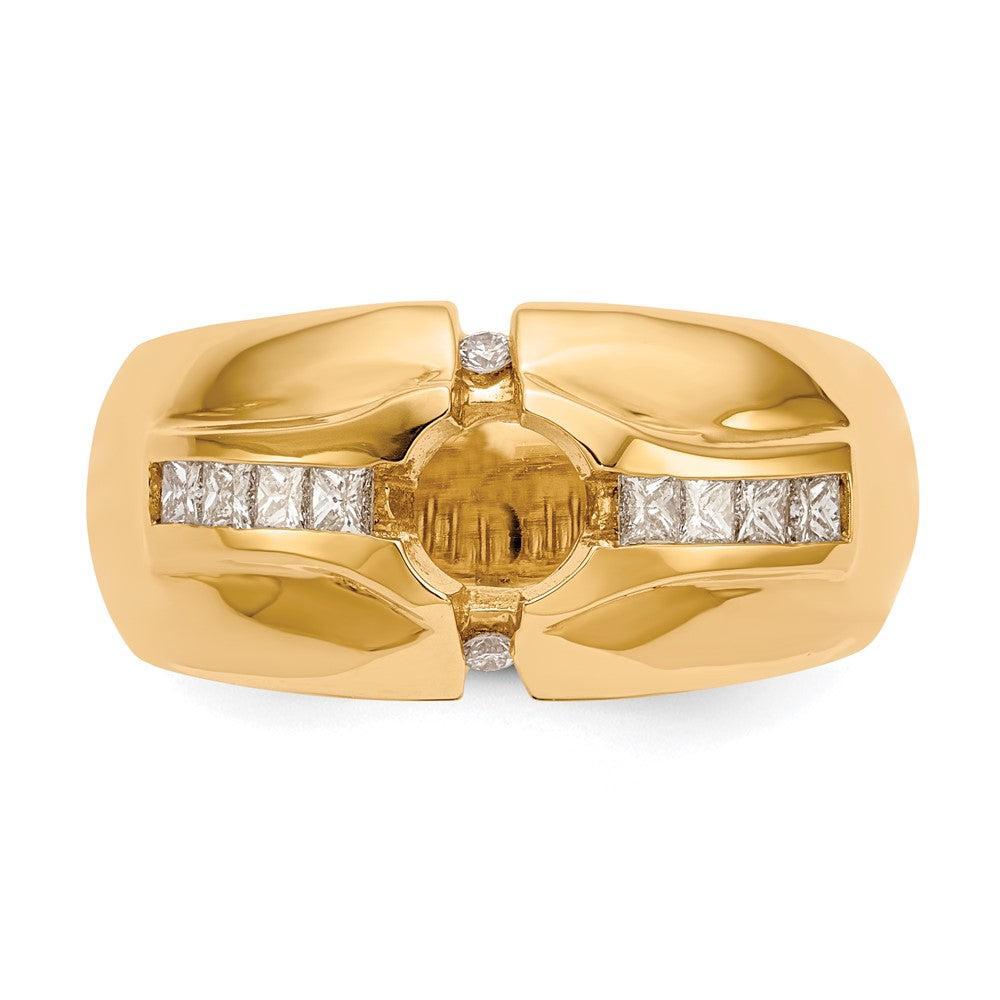 14K Yellow Gold AAA Real Diamond Men's Band