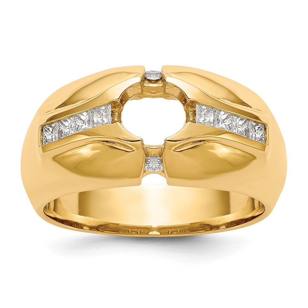 14K Yellow Gold AAA Real Diamond Men's Band