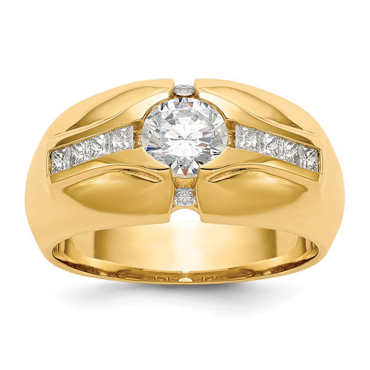 14K Yellow Gold Real Diamond Men's Semi Mount Band