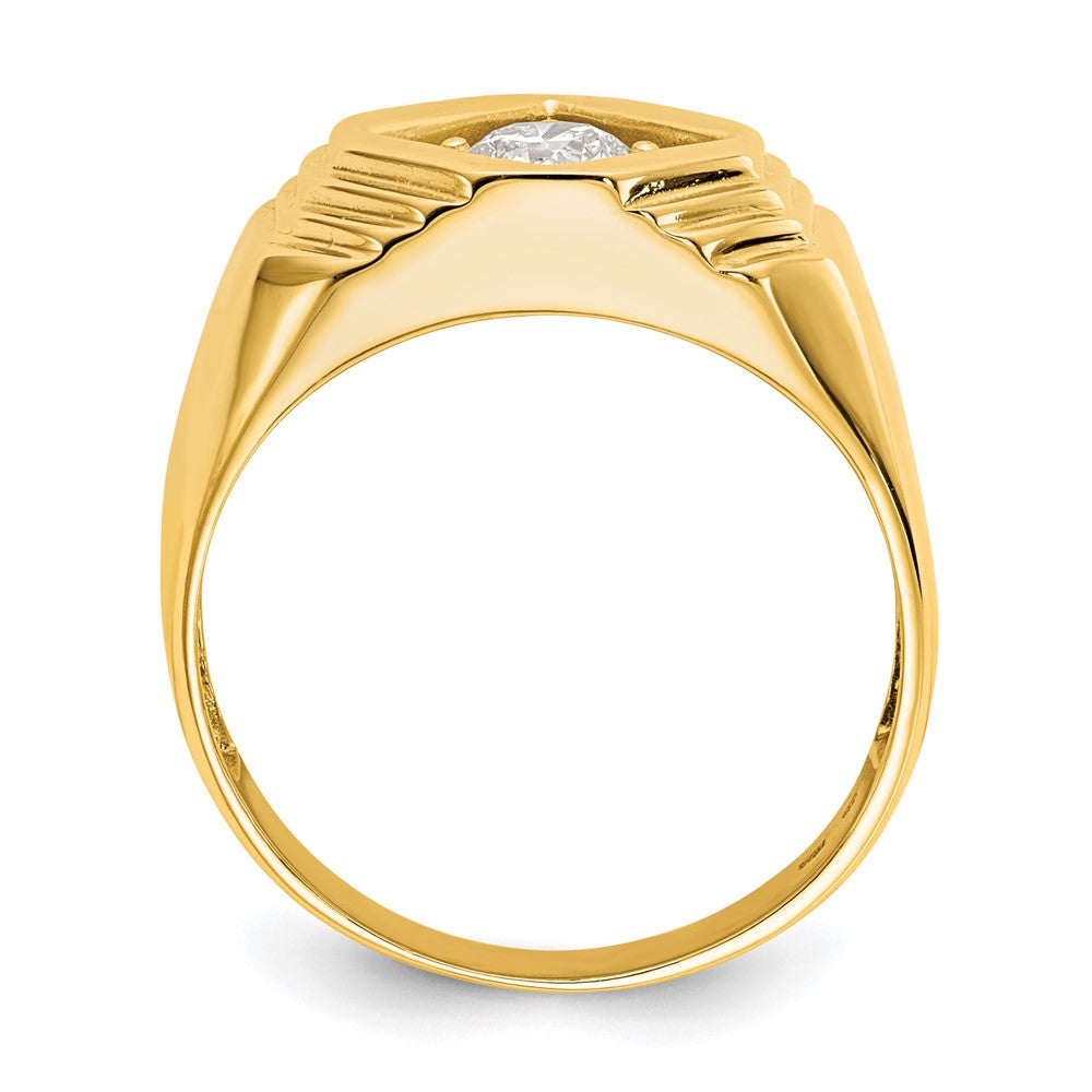 14K Yellow Gold Real Diamond Men's Band