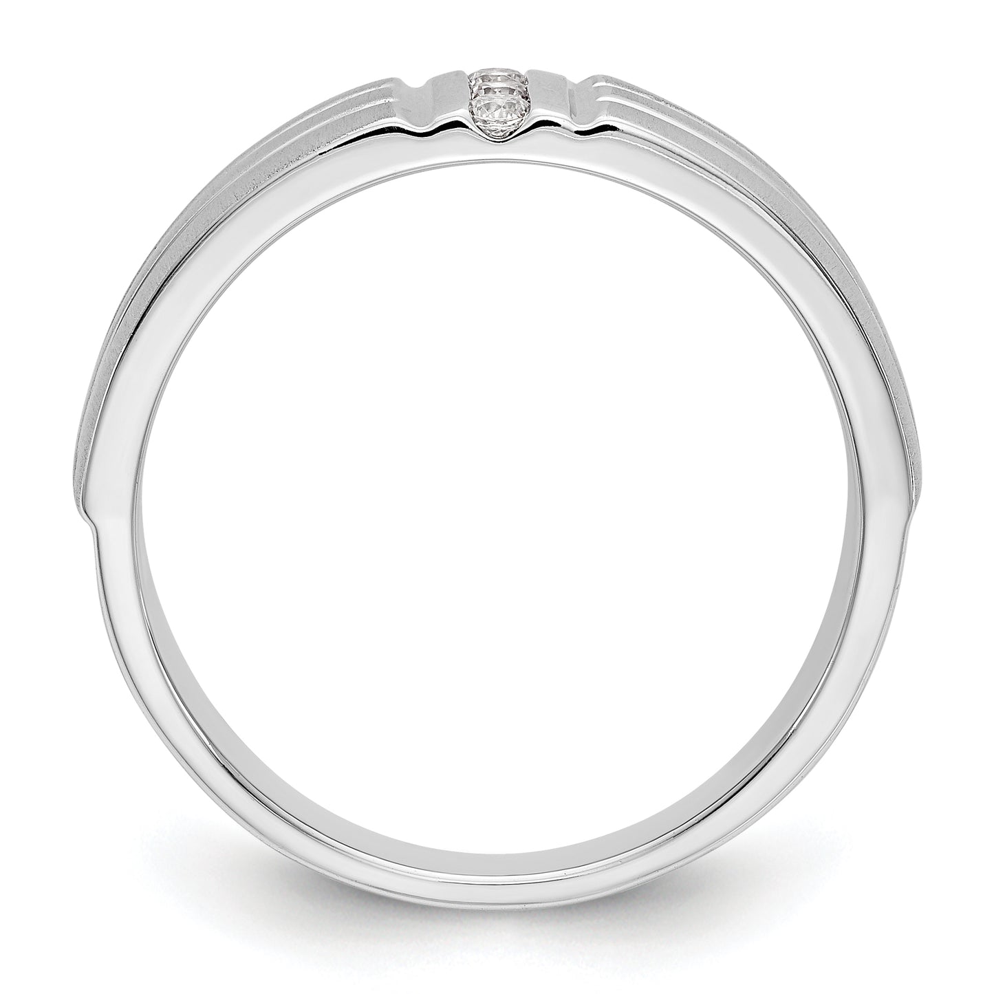 0.12ct. CZ Solid Real 14K White Gold Men's Wedding Band Ring