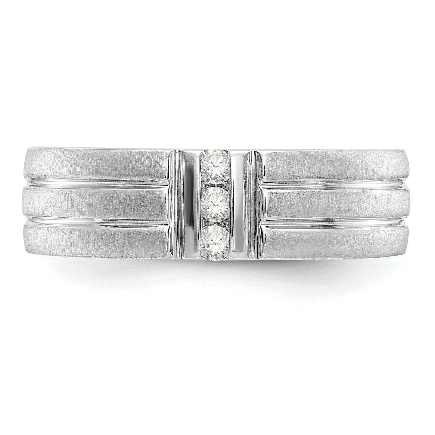 0.12ct. CZ Solid Real 14K White Gold Men's Wedding Band Ring