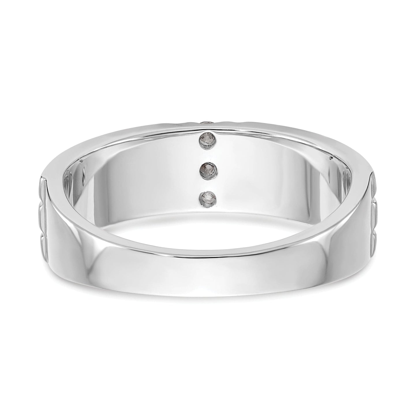 0.12ct. CZ Solid Real 14K White Gold Men's Wedding Band Ring