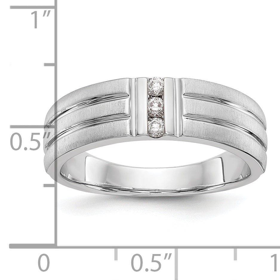 0.12ct. CZ Solid Real 14K White Gold Men's Wedding Band Ring