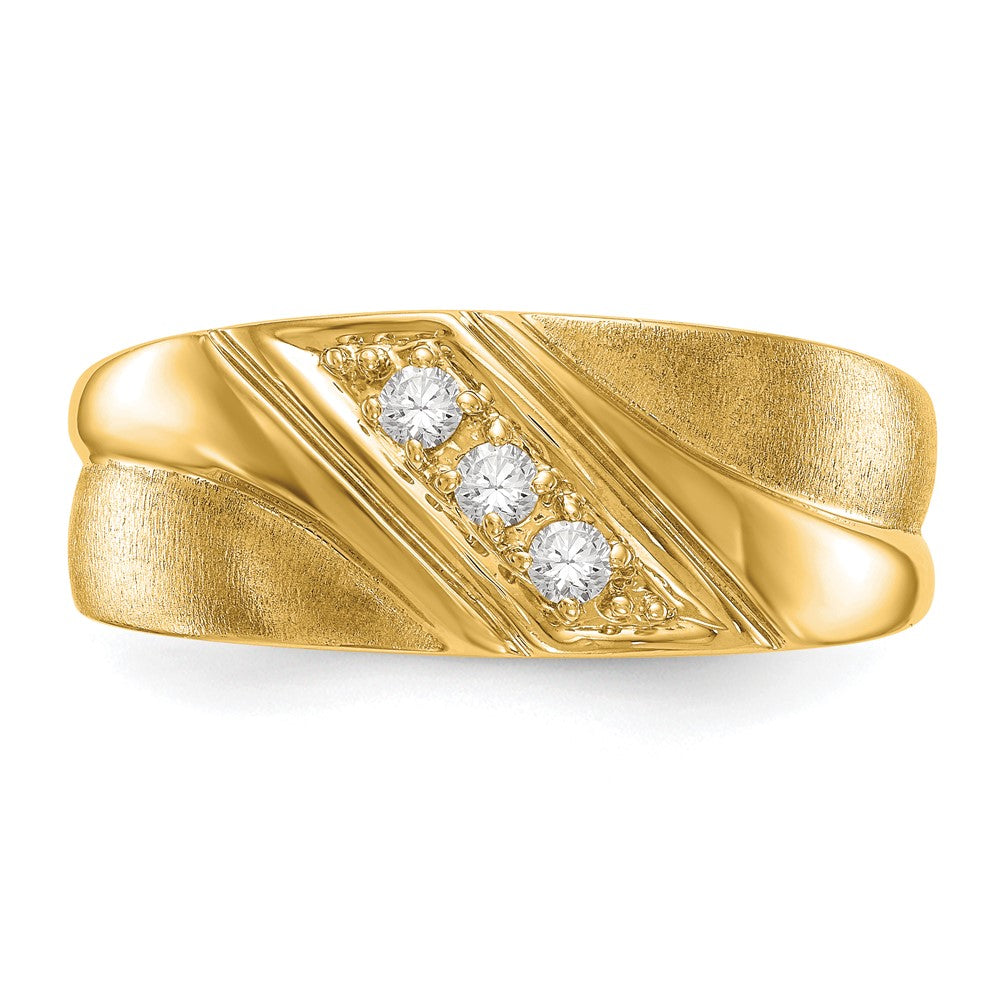 14K Yellow Gold Real Diamond Men's Band