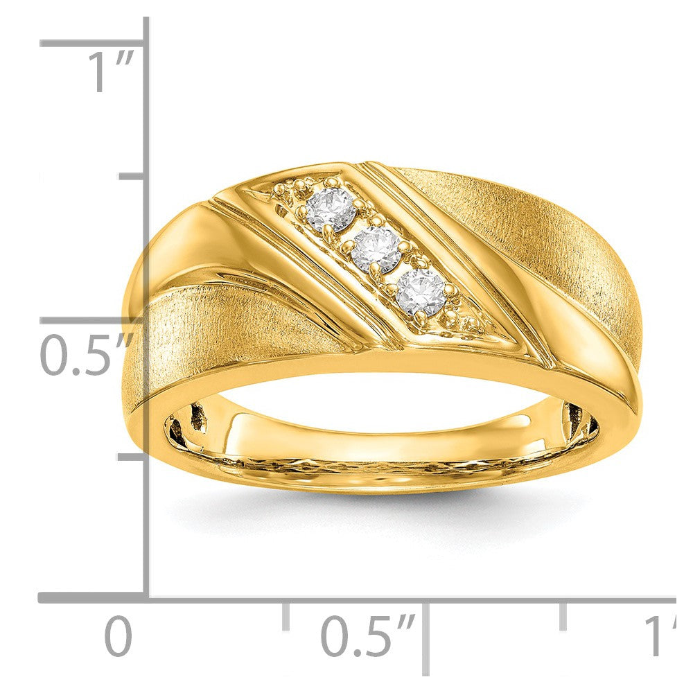 14K Yellow Gold Real Diamond Men's Band