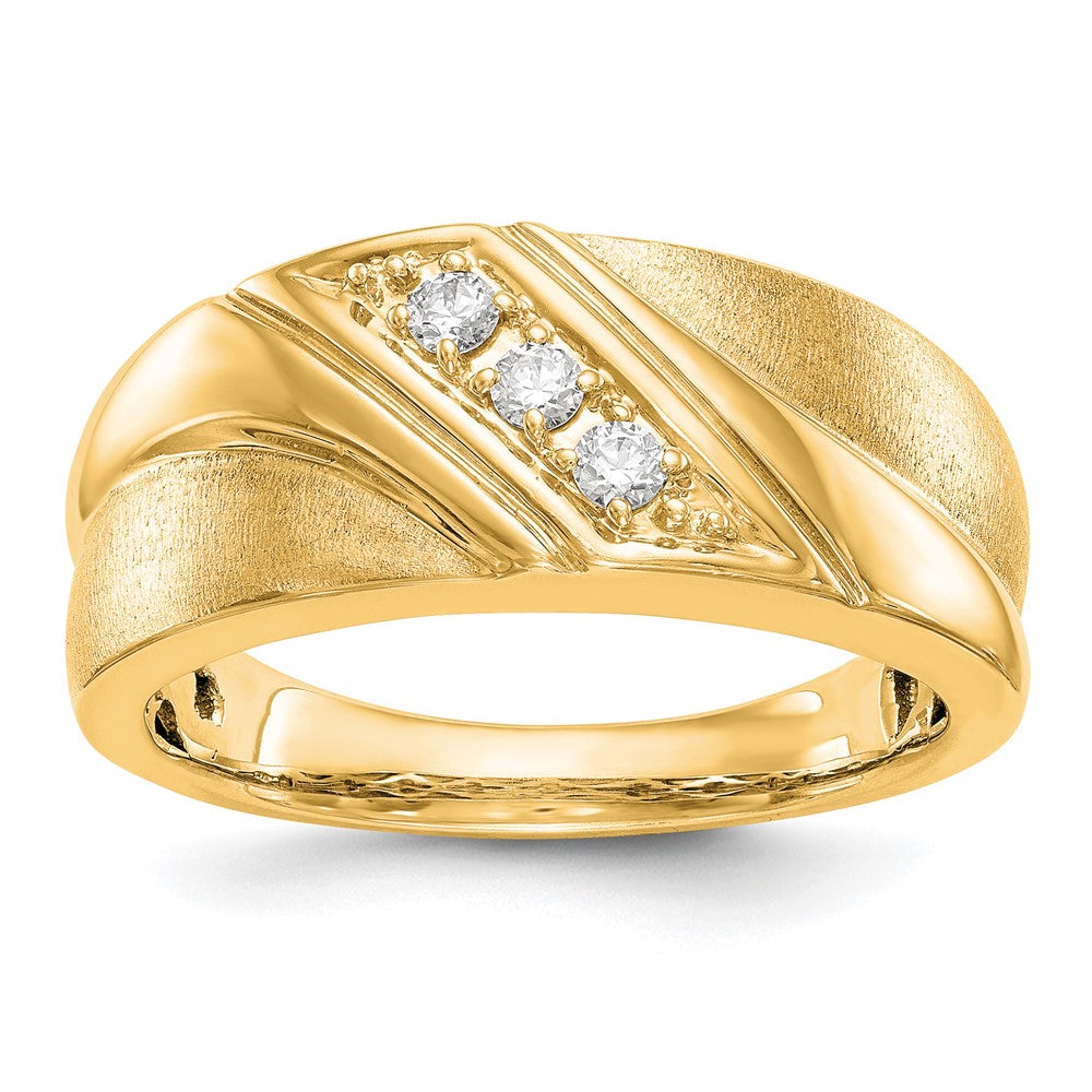 14K Yellow Gold Real Diamond Men's Band