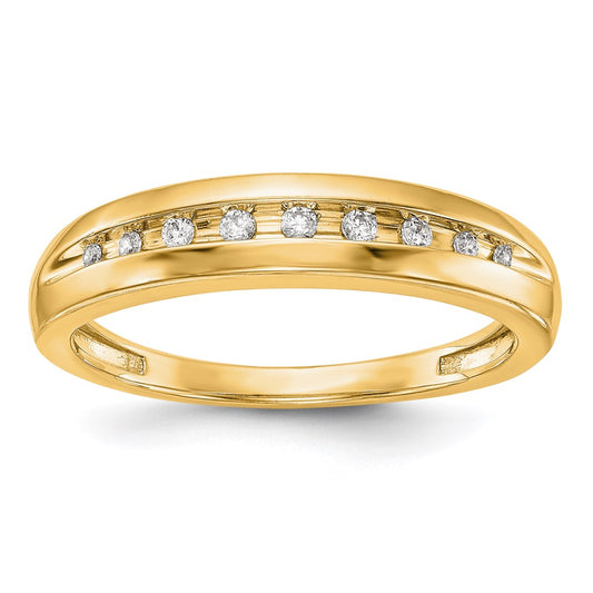 14K Yellow Gold Real Diamond Men's Band