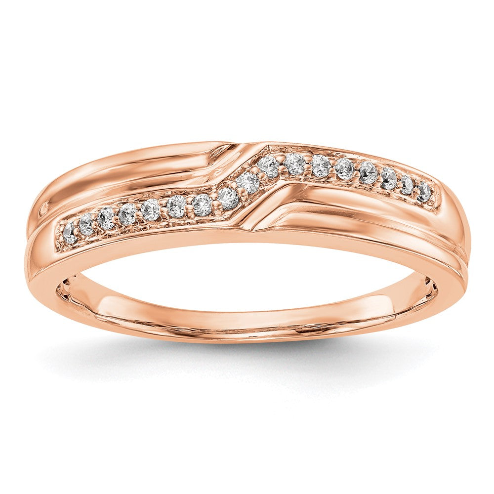 14K Rose Gold Real Diamond Men's Band