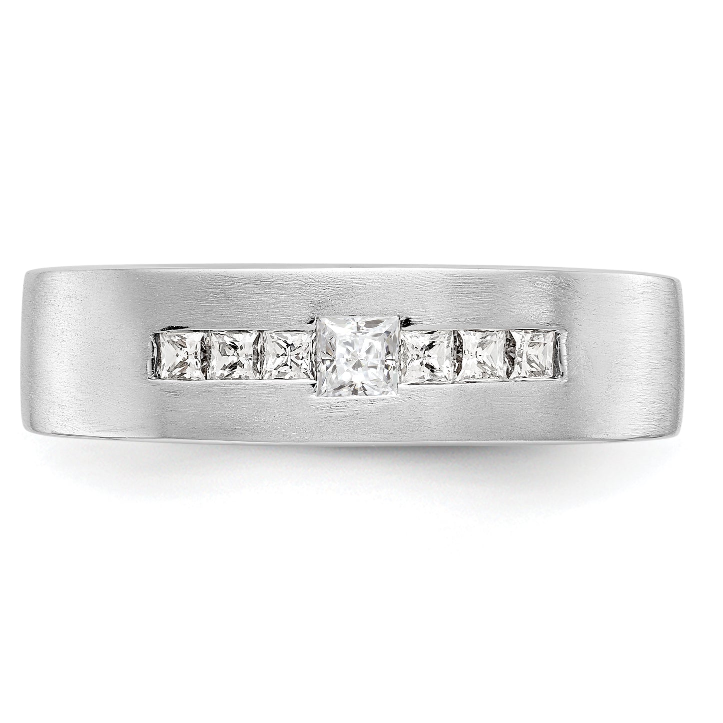 0.51ct. CZ Solid Real 14k White Gold men's Wedding Band Ring