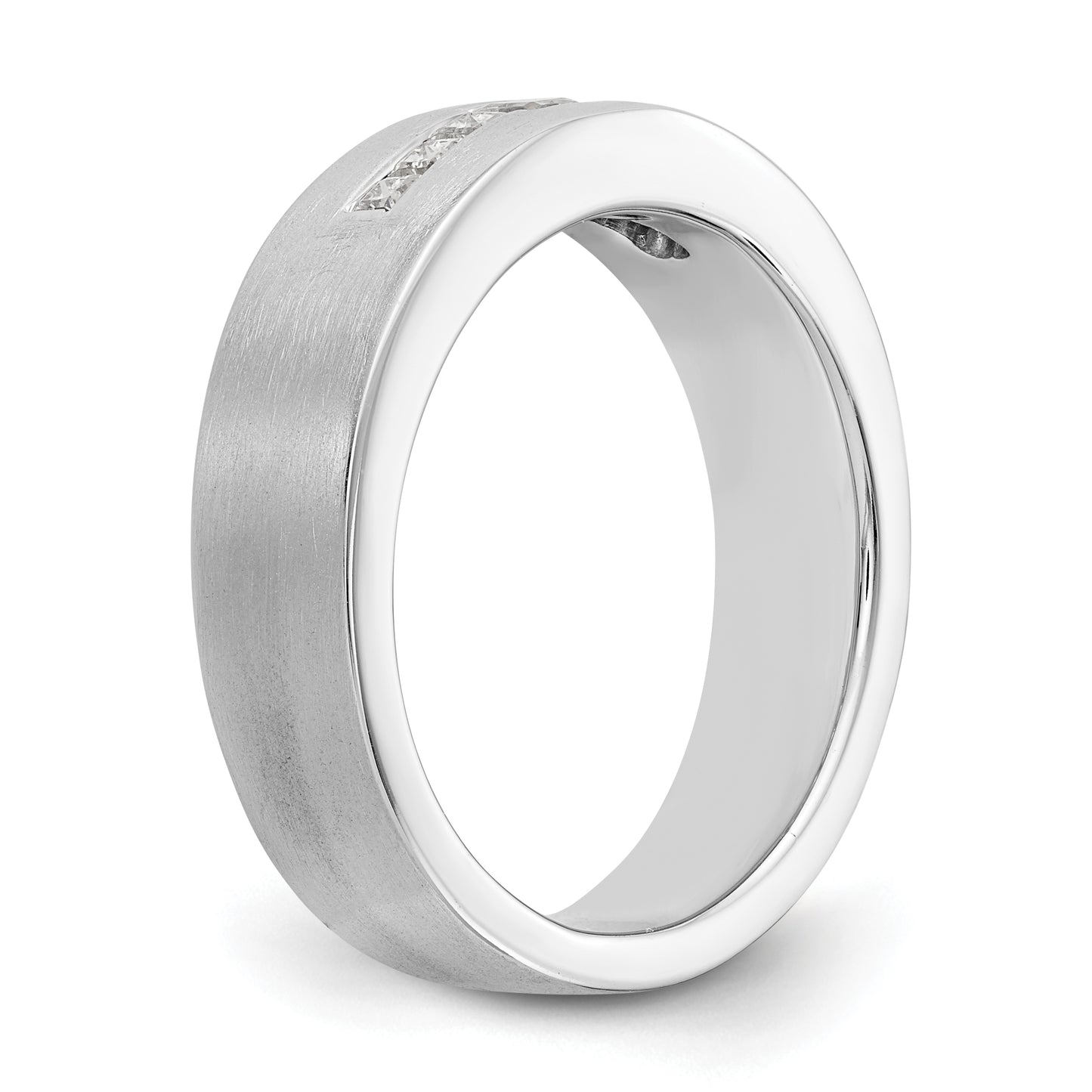 0.51ct. CZ Solid Real 14k White Gold men's Wedding Band Ring