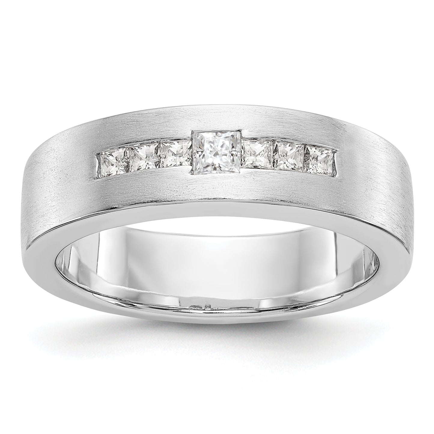 0.51ct. CZ Solid Real 14k White Gold men's Wedding Band Ring