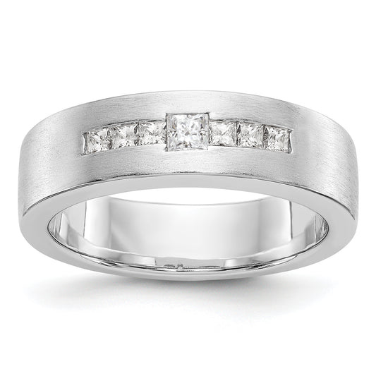 0.51ct. CZ Solid Real 14k White Gold men's Wedding Band Ring