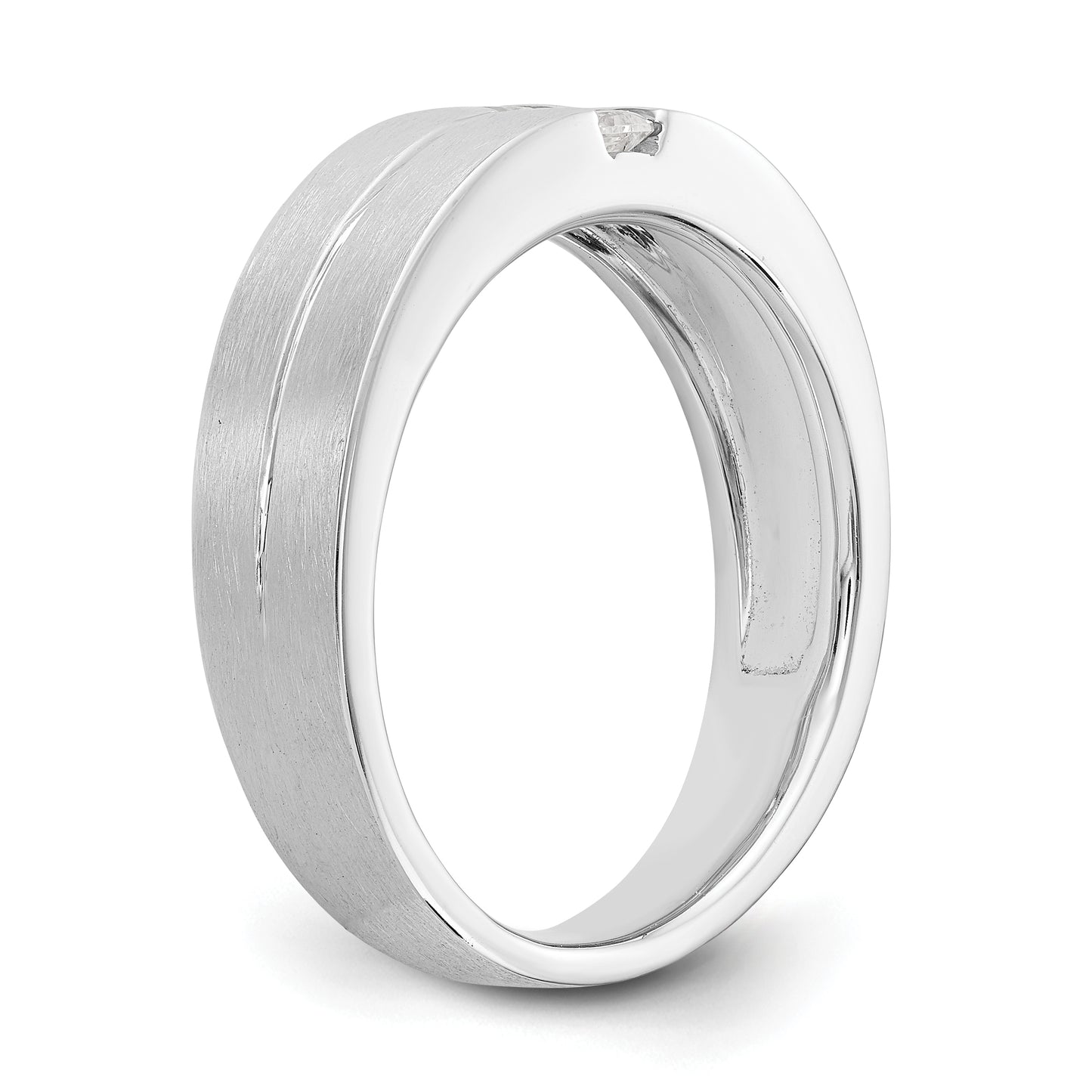 0.24ct. CZ Solid Real 14K White Gold Men's Wedding Band Ring