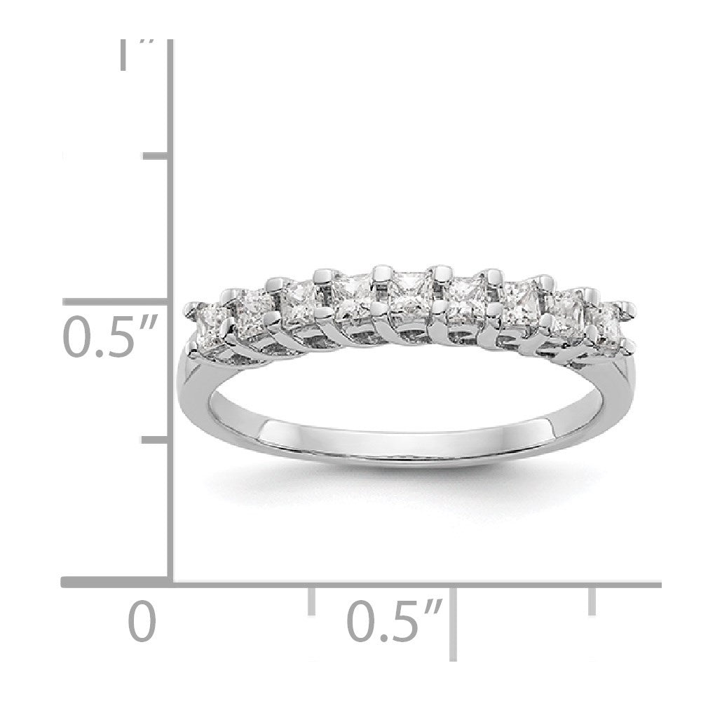 14K White Gold 9-Stone Real Diamond Band