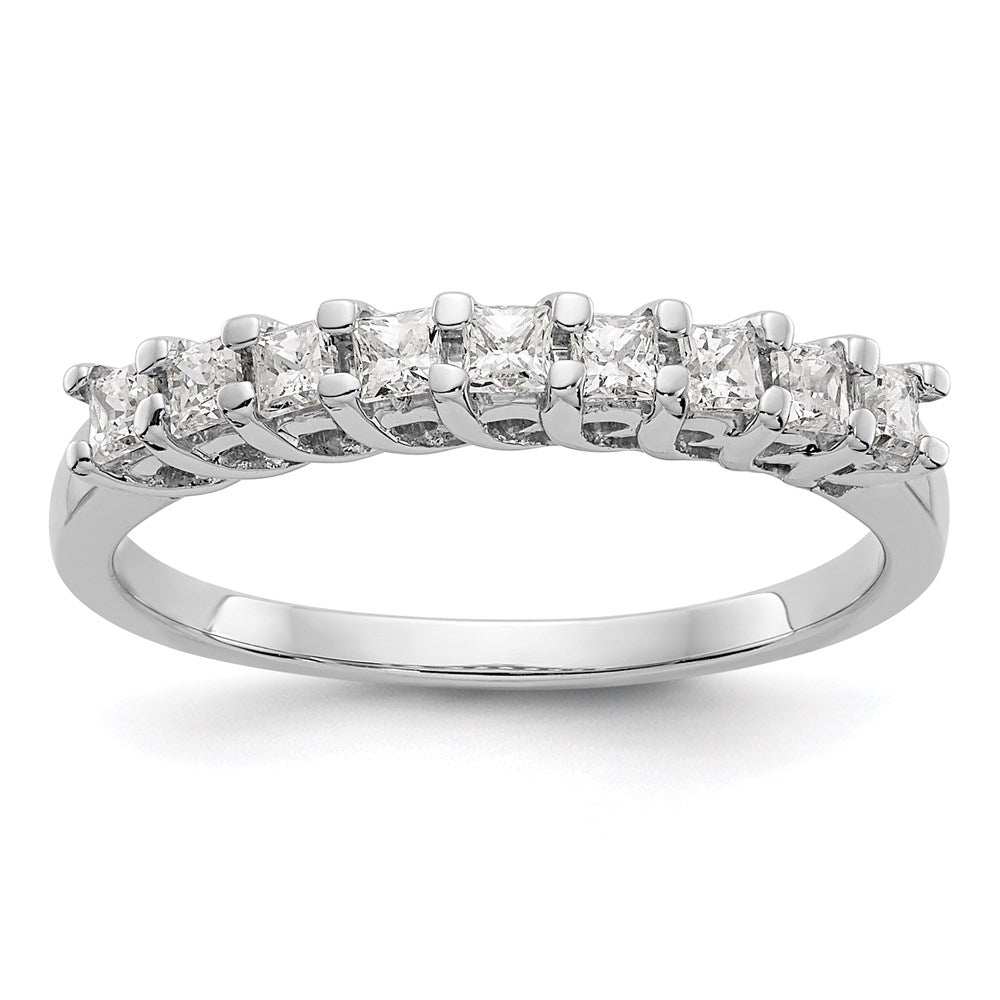 14K White Gold 9-Stone Real Diamond Band