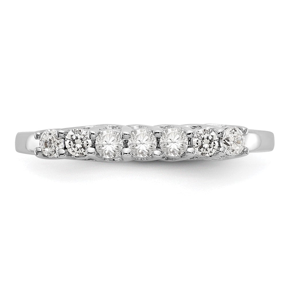 14K White Gold 7-Stone Real Diamond Band