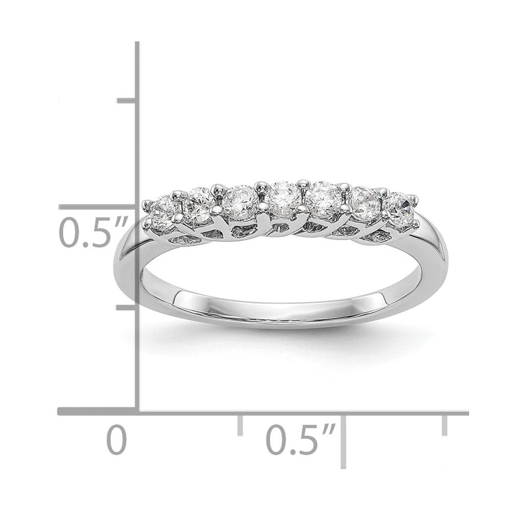 14K White Gold 7-Stone Real Diamond Band