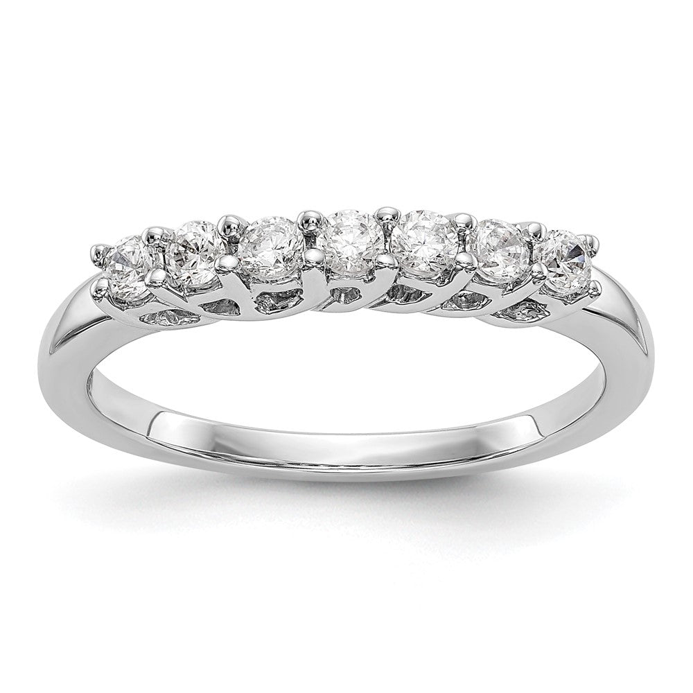 14K White Gold 7-Stone Real Diamond Band